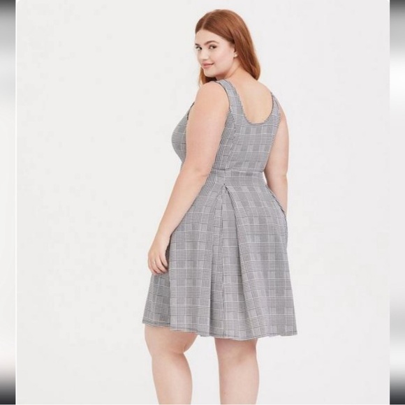 Torrid Black Houndstooth Scuba Knit Skater Dress - Picture 3 of 11